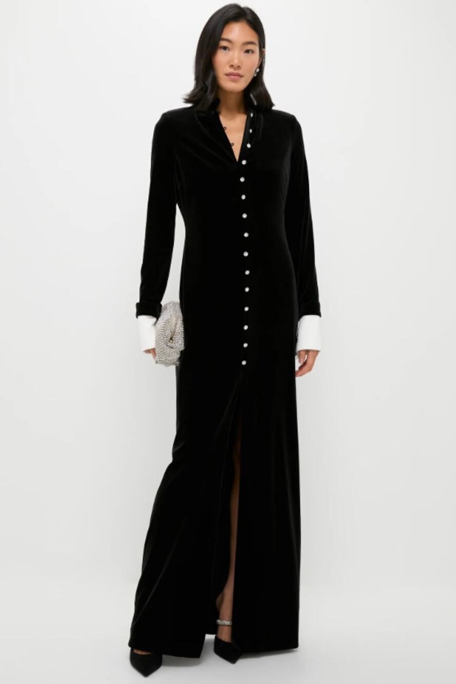 KATIENYC Tuckernuck Black Velvet Loretta Dress size XXL Glam